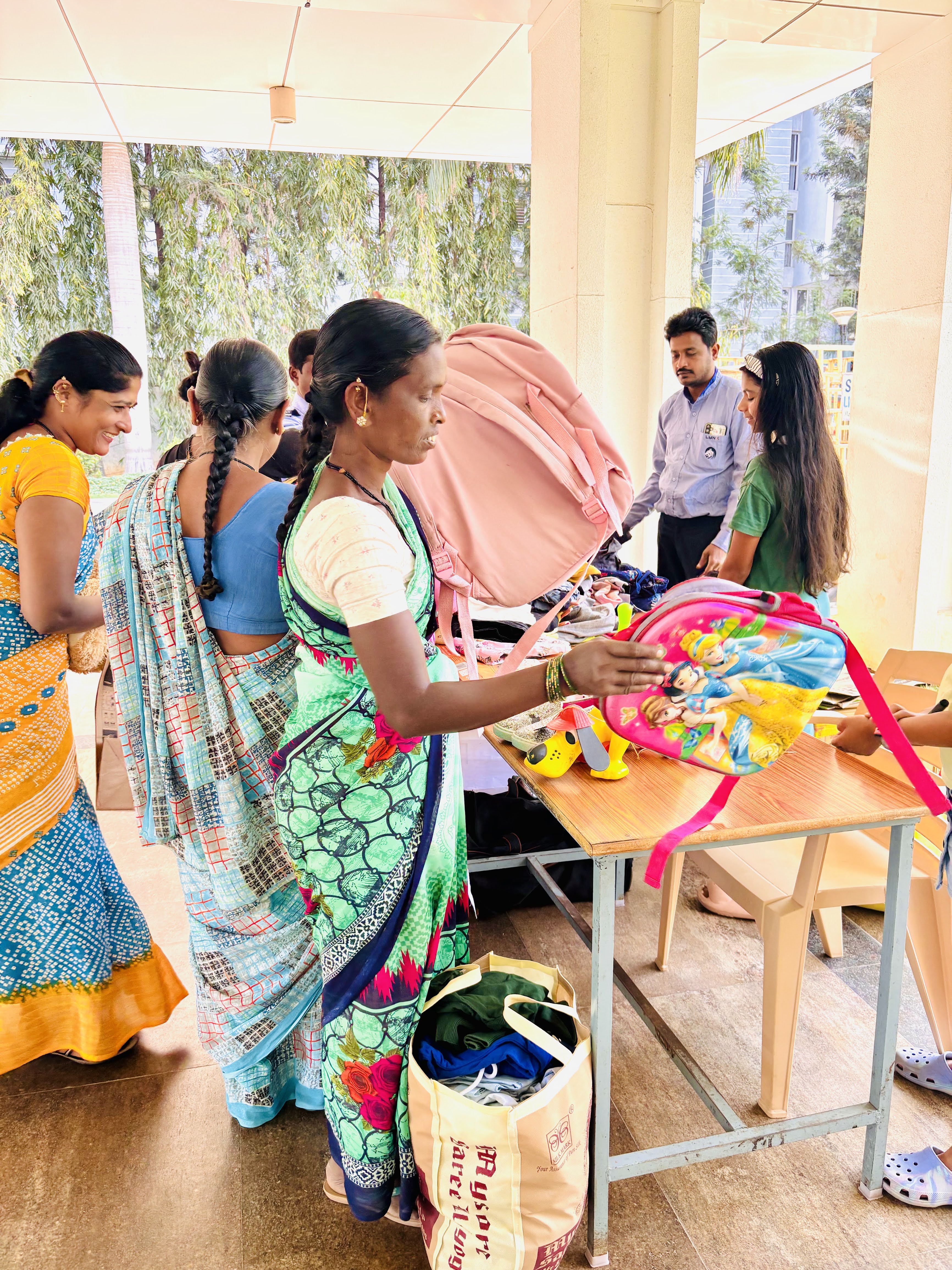 Families picking items